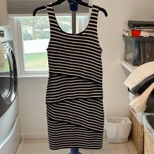 Blue and tan stripe dress. Loft size small